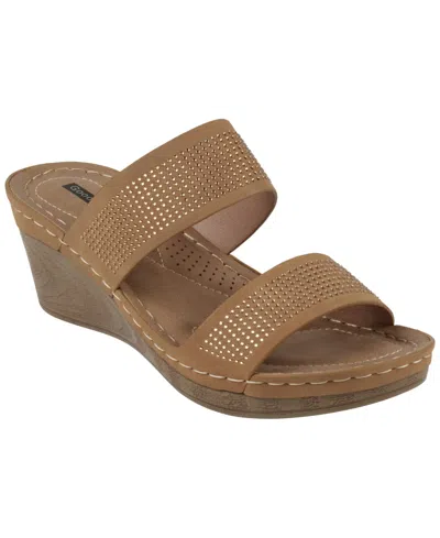 Gc Shoes Women's Madore Embellished Wedge Sandal In Tan