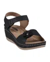 Gc Shoes Women's Maxwell Flower Detail Wedge Sandals In Black