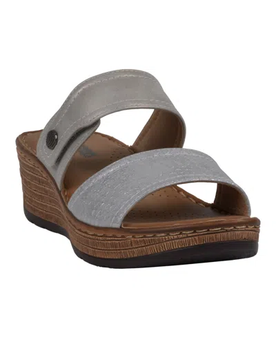 Gc Shoes Women's Meli Slip-on Wedge Sandals In Silver