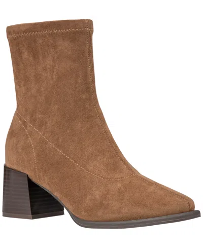 Gc Shoes Women's Memphis Square Toe Block Heel Ankle Bootie In Brown
