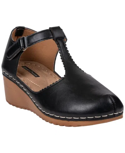 Gc Shoes Women's Mondo T-strap Wedge Mary Jane Pumps In Black