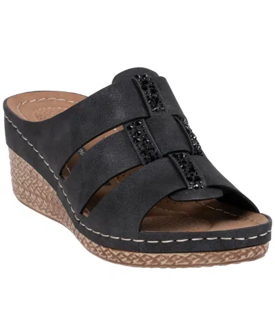 Gc Shoes Womens Monte Embellished Wedge Sandals In Black