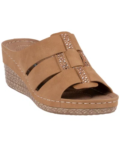 Gc Shoes Womens Monte Embellished Wedge Sandals In Brown