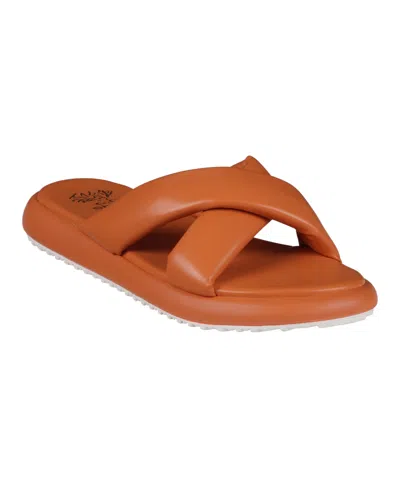 Gc Shoes Women's Nalani Cross-strap Slide Flat Sandals In Orange