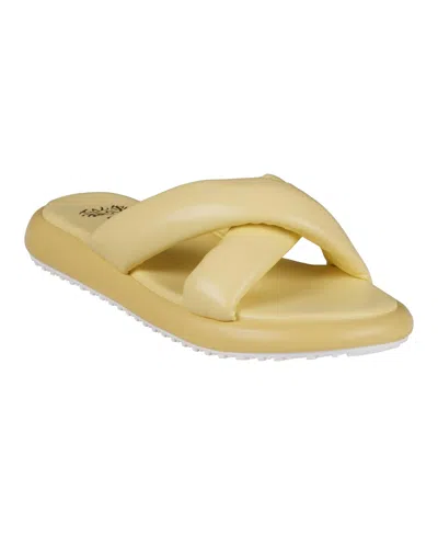 Gc Shoes Women's Nalani Cross-strap Slide Flat Sandals In Yellow