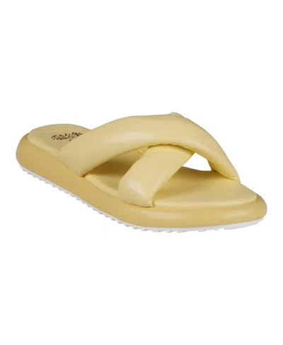 Gc Shoes Women's Nalani Crisscross Slide Flat Sandals In Yellow