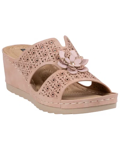 Gc Shoes Women's Nancia Floral Round Toe Wedge Sandals In Pink