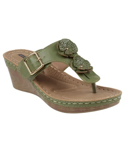 Gc Shoes Narbone Green Wedge Sandals