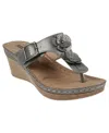 Gc Shoes Narbone Pewter Wedge Sandals In Pewter