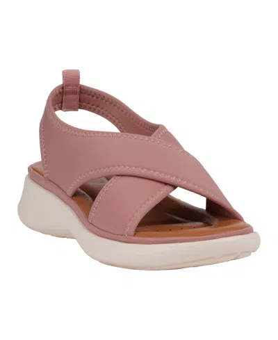 Gc Shoes Women's Nixie Stretch Lycra Wedge Sandals In Blush