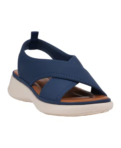 Gc Shoes Women's Nixie Stretch Lycra Wedge Sandals In Navy