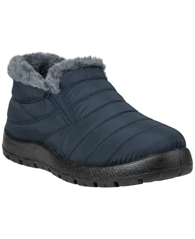 Gc Shoes Women's Oban Quilted Faux-fur Trim Cold-weather Booties In Blue