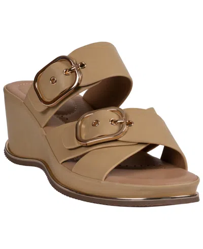 Gc Shoes Womens Olana Double Buckle Wedge Sandals In Brown