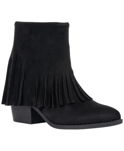 Gc Shoes Women's Quincy Western Fringe Ankle Boots In Black