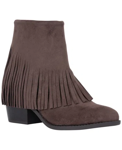 Gc Shoes Women's Quincy Western Fringe Ankle Boots In Brown