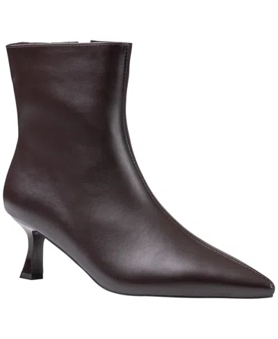Gc Shoes Women's Rilan Kitten Heel Pointed Toe Faux Leather Booties In Brown