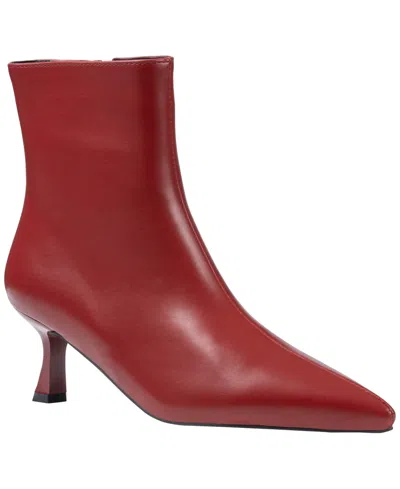 Gc Shoes Women's Rilan Kitten Heel Pointed Toe Faux Leather Booties In Red
