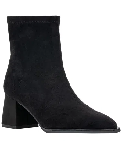 Gc Shoes Women's Rolette Block-heel Square-toe Faux Suede Booties In Black