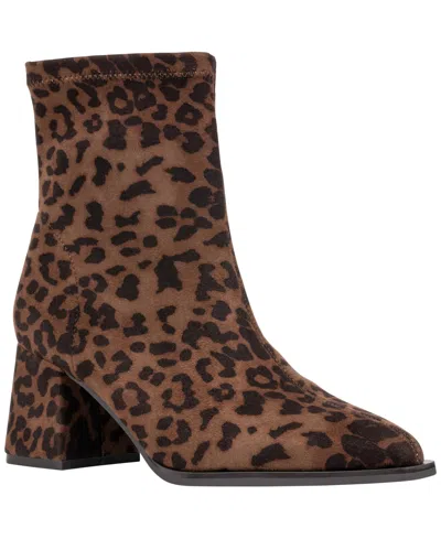 Gc Shoes Women's Rolette Block-heel Square-toe Faux Suede Booties In Multi