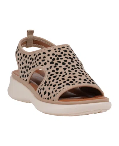 Gc Shoes Women's Romy Stretch Lycra Wedge Sandals In Leopard