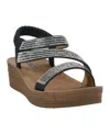 Gc Shoes Women's Ruby Embellished Cross Strap Wedge Sandals In Black