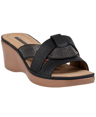 Gc Shoes Womens Selva Rhinestone Wedge Sandals In Black