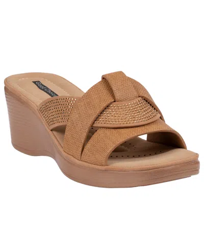 Gc Shoes Womens Selva Rhinestone Wedge Sandals In Animal Print