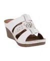 Gc Shoes Women's Spring Triple Band Flower Wedge Sandals In White