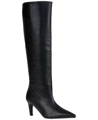 Gc Shoes Women's Sutton Pointed-toe Knee-high Faux Leather Boots In Black