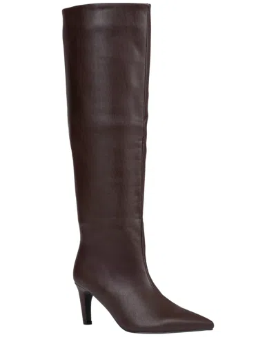 Gc Shoes Women's Sutton Pointed-toe Knee-high Faux Leather Boots In Brown