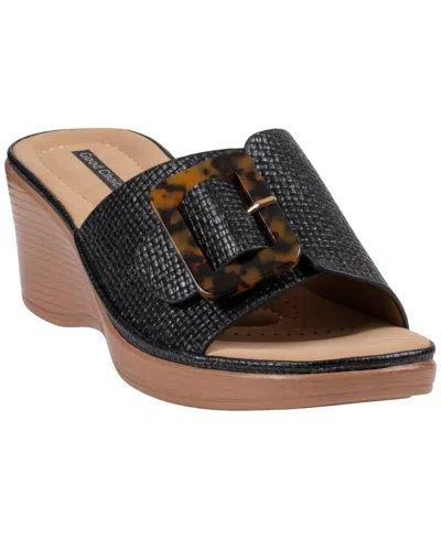 Gc Shoes Women's Teri Buckle Wedge Sandals In Black