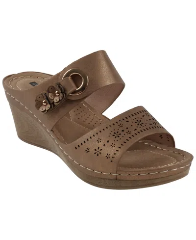 Gc Shoes Women's Theresa Comfort Wedge Sandals In Bronze