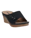 Gc Shoes Women's Vega Floral Wedge Sandals In Black