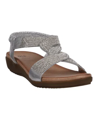 Gc Shoes Women's Viana Embellished Flat Sandals In Silver