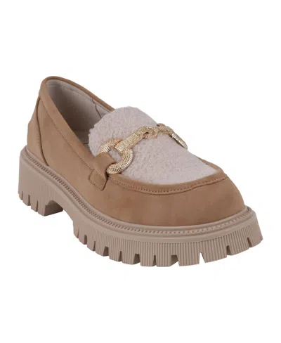 Gc Shoes Women's Vince Shearling Lug Sole Loafers In Camel