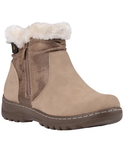 Gc Shoes Women's Wesley Faux Leather Faux-fur Cuff Side Zipper Ankle Boots In Brown