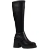 Gc Shoes Womens Block Heel Faux Leather Knee-high Boots In Black