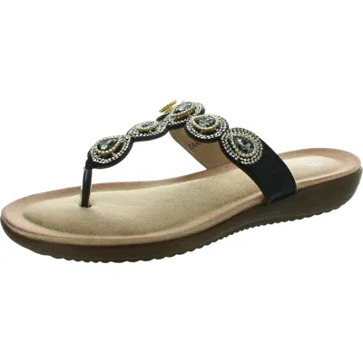 Gc Shoes Womens Embellished Faux Leather Flip-flops