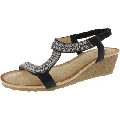 Gc Shoes Womens Embellished Manmade Slingback Sandals In Black
