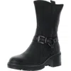 Gc Shoes Womens Faux Fur Lined Man Made Motorcycle Boots In Black