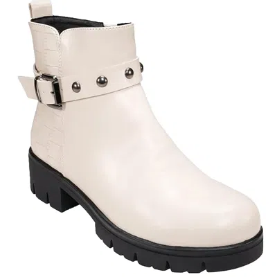 Gc Shoes Womens Faux Leather Studded Booties In White