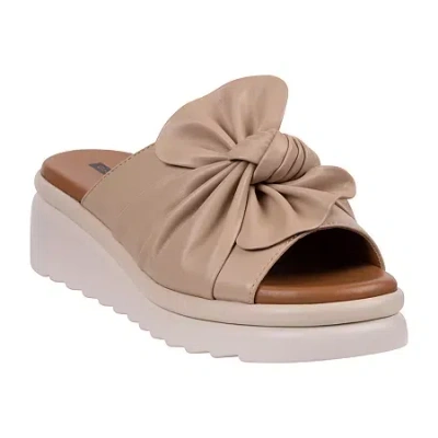 Gc Shoes Womens  Harlow Knotted Platform Slide Wedge Sandals In Brown