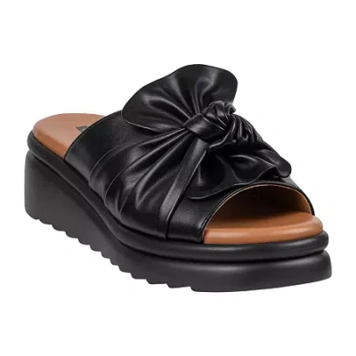 Gc Shoes Womens  Harlow Knotted Platform Slide Wedge Sandals In Animal Print