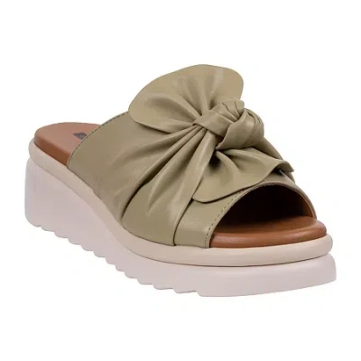 Gc Shoes Womens  Harlow Knotted Platform Slide Wedge Sandals In Gray