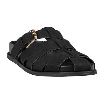 Gc Shoes Womens  Lovely Buckled Fisherman Slide Flat Sandals In Black