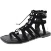 Gc Shoes Womens Lace Up Square Toe Gladiator Sandals In Black