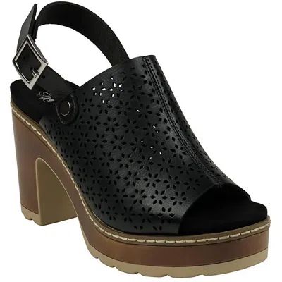 Gc Shoes Womens Perforated Faux Leather Platform Sandals In Black