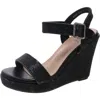 Gc Shoes Womens Rhinestone Manmade Wedge Heels In Black