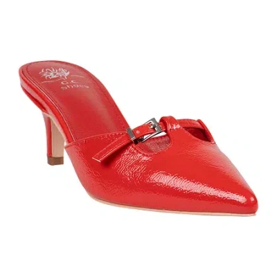 Gc Shoes Womens Simone Buckled Kitten Mule Heeled Sandals In Red