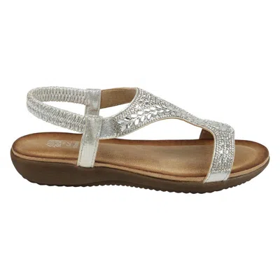 Gc Shoes Wynn Silver Embellished Slingback Flat Sandals